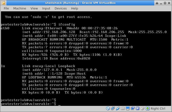 VirtualBox Guest OS ifconfig