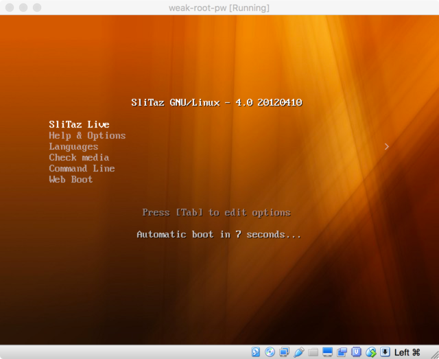 SliTaz Linux booting