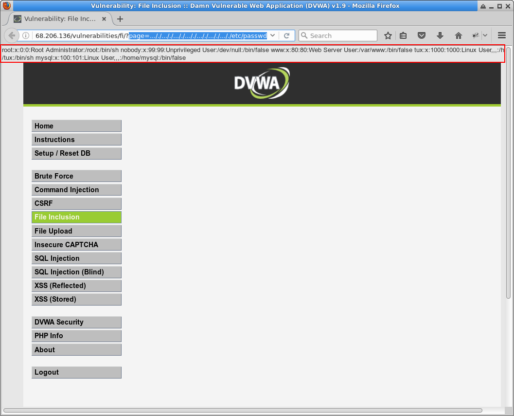 DVWA File Inclusion medium level, /etc/passwd path traversal