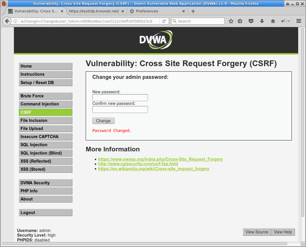 DVWA CSRF high level exploit!
