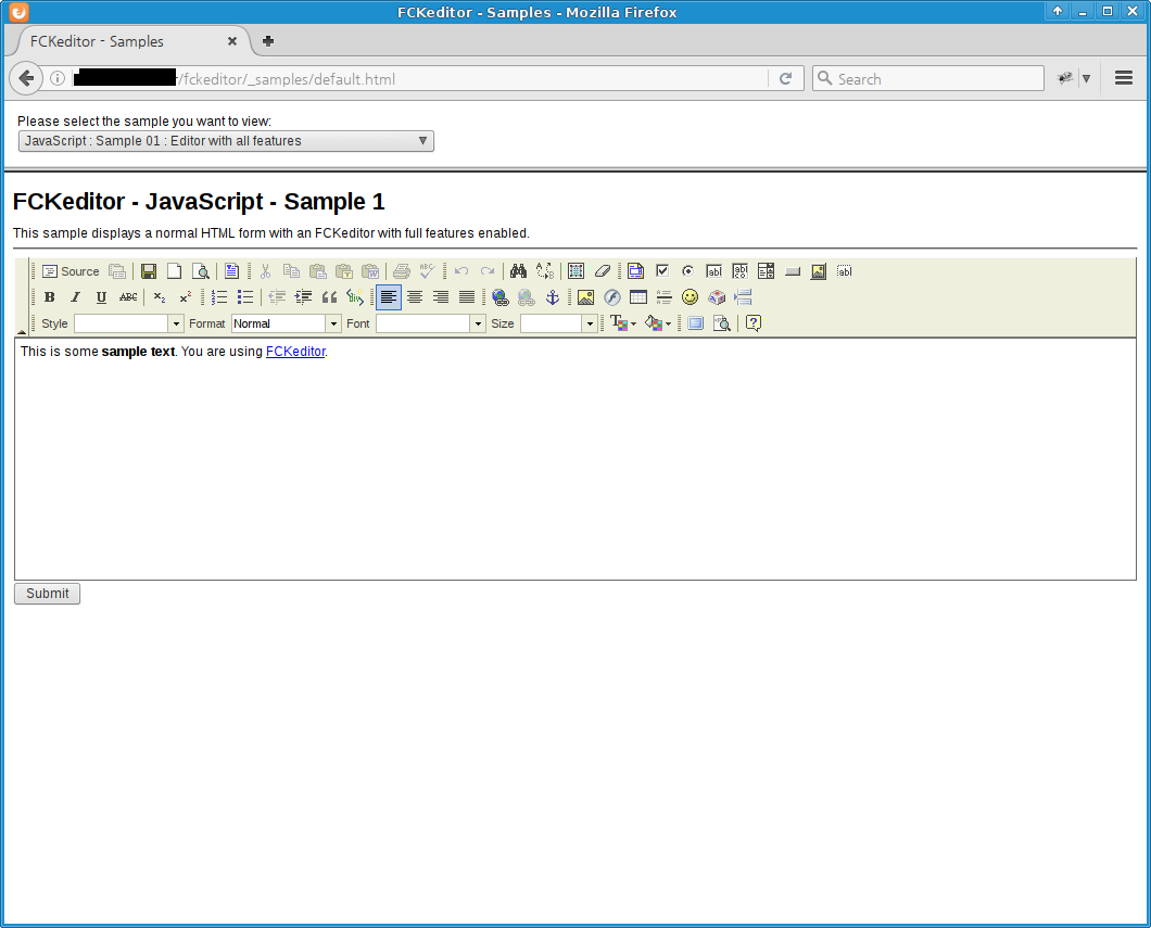 JSP FCKeditor sample page