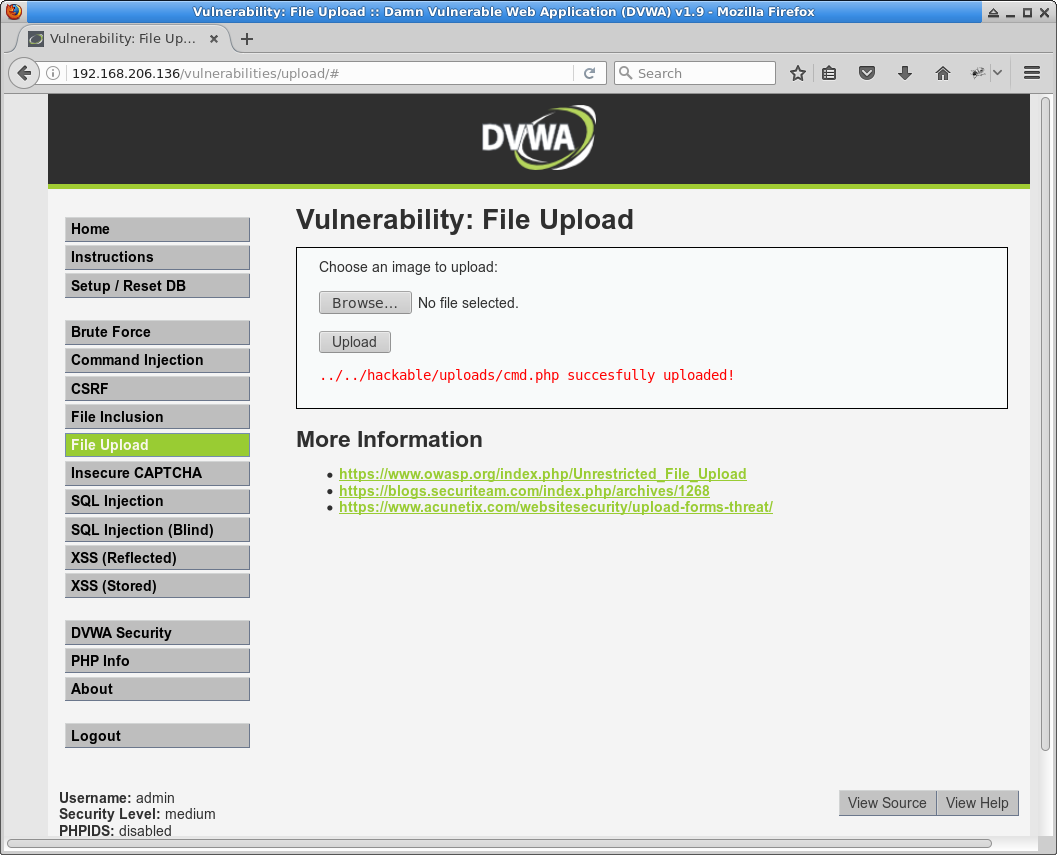 DVWA File Upload medium level