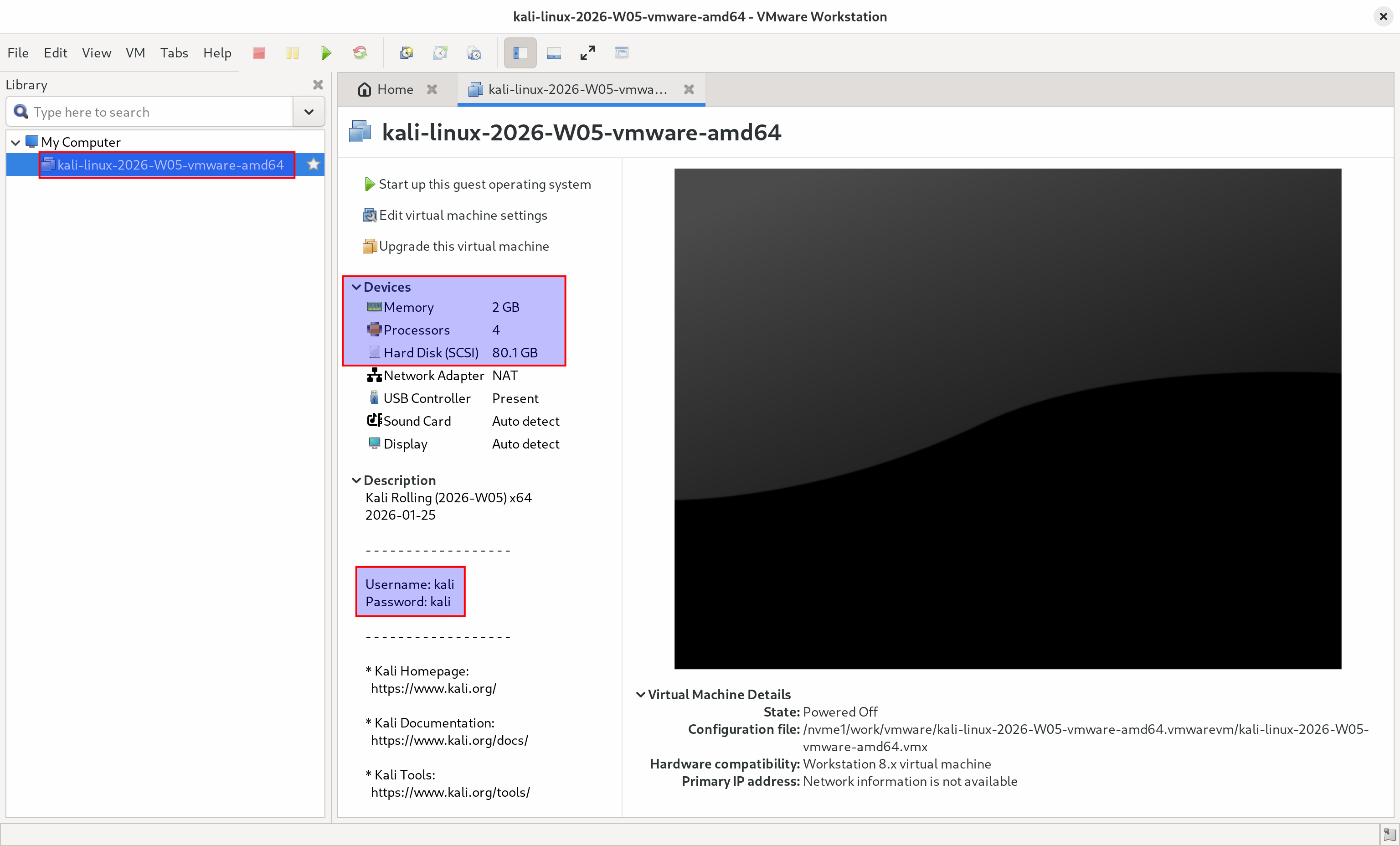 Kali Weekly VM Initial Information