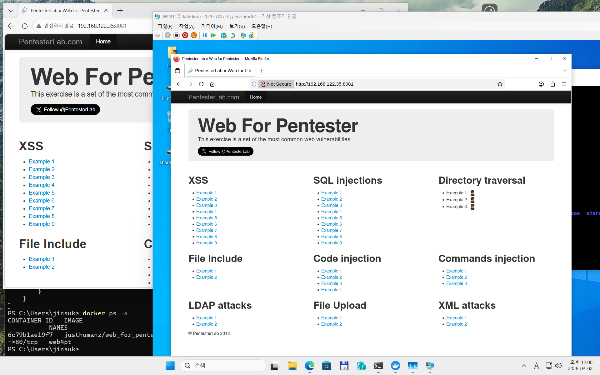 web for pentester container access through port forwarding